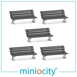 Miniocity 076-707 Station Benches Black Pack of 5 (OO Gauge)
