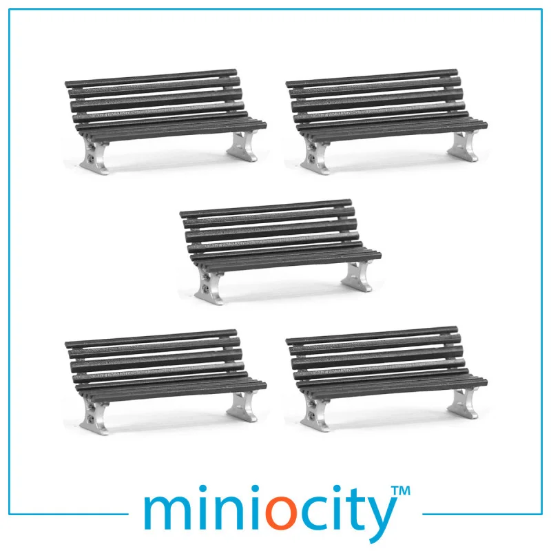 Miniocity 076-707 Station Benches Black Pack of 5 (OO Gauge)