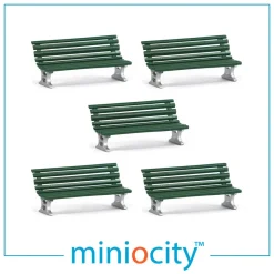 Miniocity 076-708 Station Benches Green Pack of 5 (OO Gauge)
