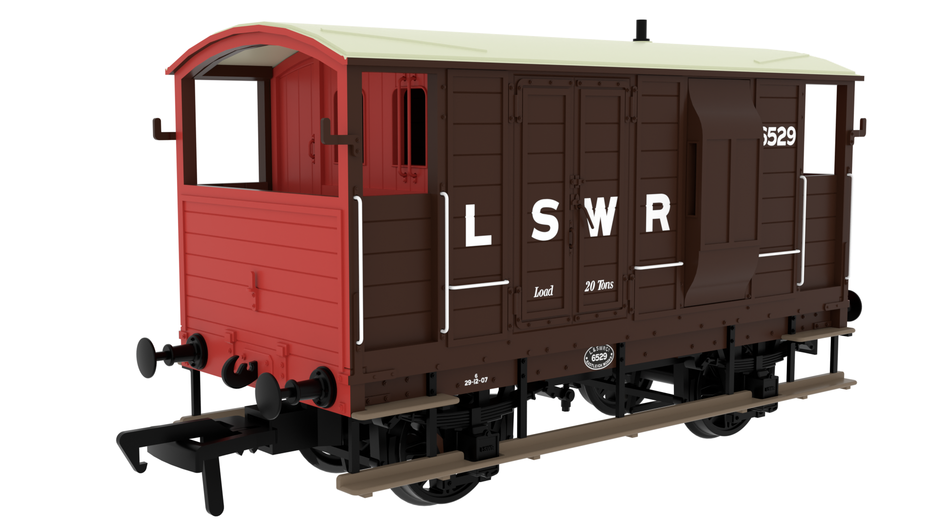 Rapido Trains 820001 LSWR / WD 20T Brake Van – No. 6529 LSWR Brown (OO Gauge)