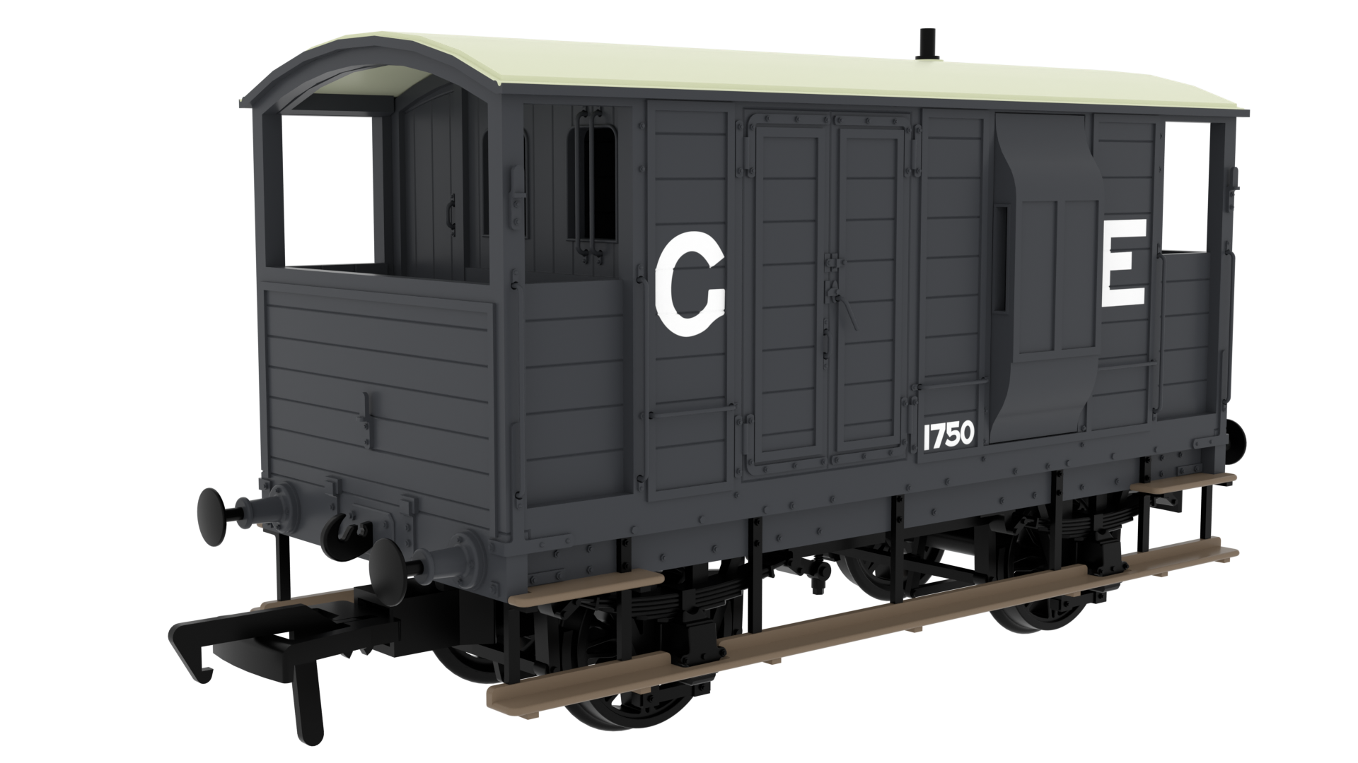 Rapido Trains 820005 LSWR / WD 20T Brake Van – No. 1750 GER Grey (OO Gauge)
