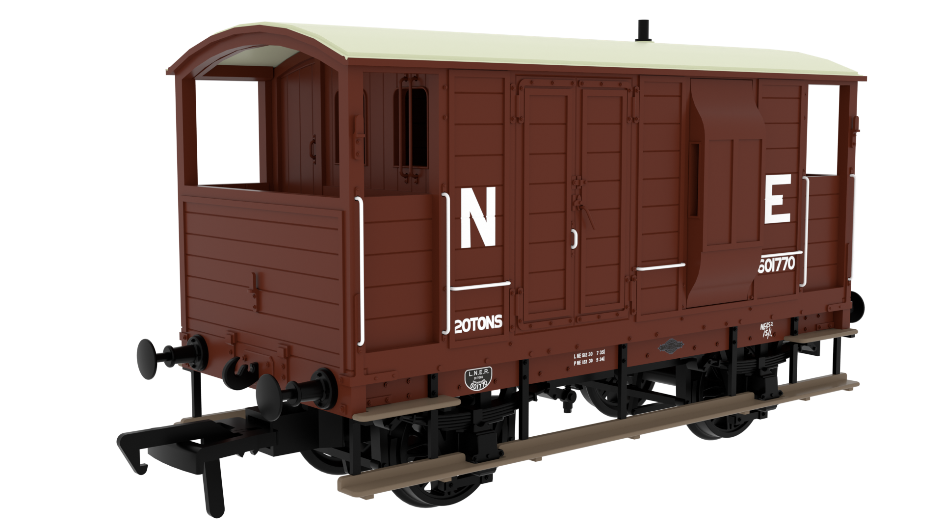 Rapido Trains 820011 LSWR / WD 20T Brake Van – No. 601770 LNER Oxide (pre-36) (OO Gauge)