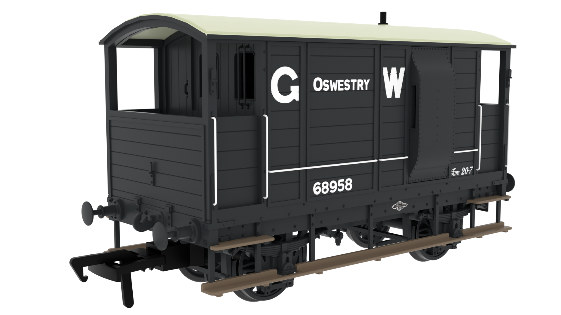 Rapido Trains 820013 LSWR / WD 20T Brake Van – No. 68958 GWR Grey (OO Gauge)