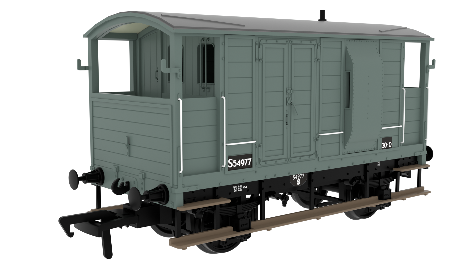 Rapido Trains 820020 LSWR / WD 20T Brake Van – No. S54977 BR Grey (OO Gauge)