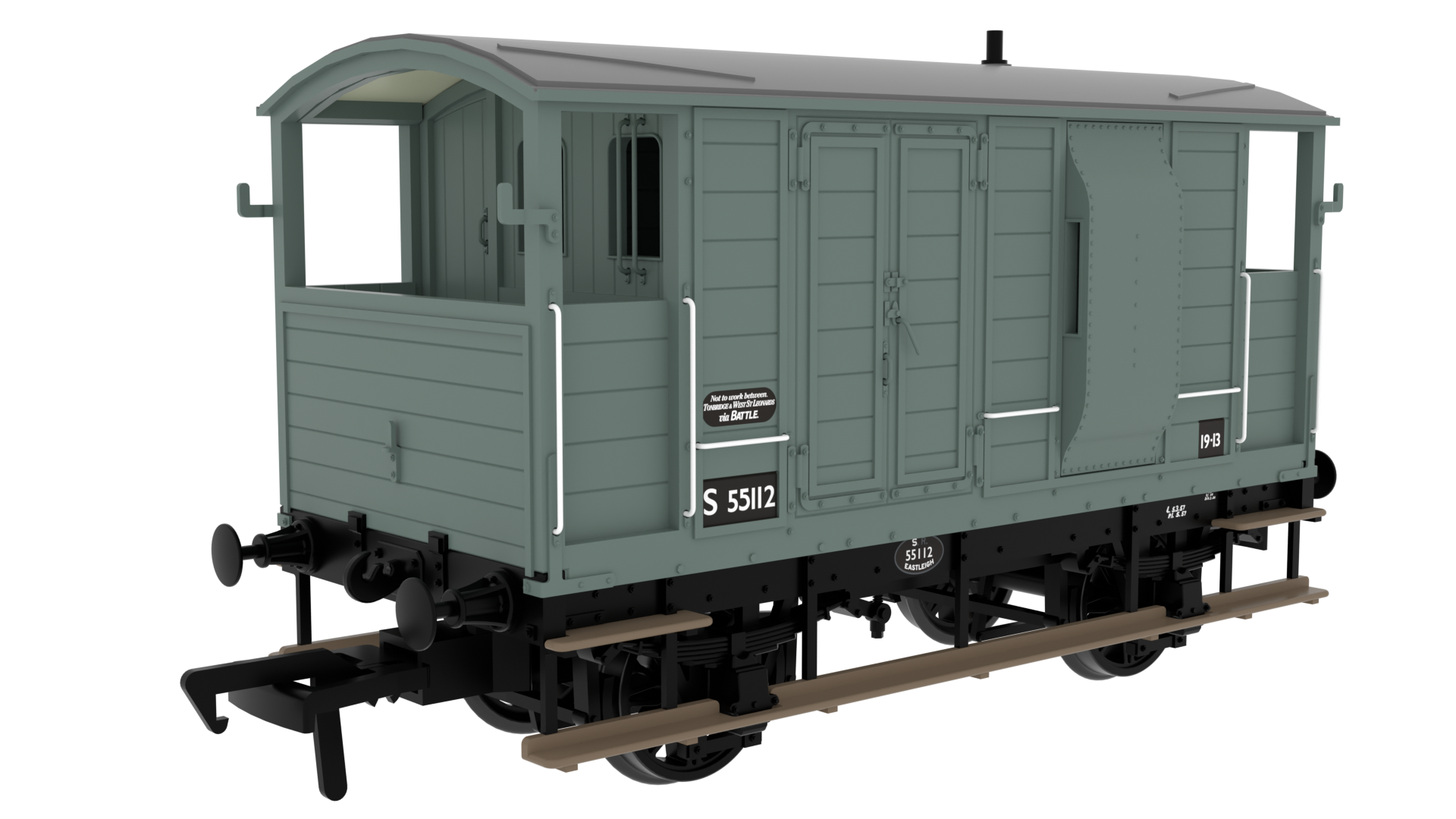 Rapido Trains 820021 LSWR / WD 20T Brake Van – No. S55112 BR Grey (OO Gauge)