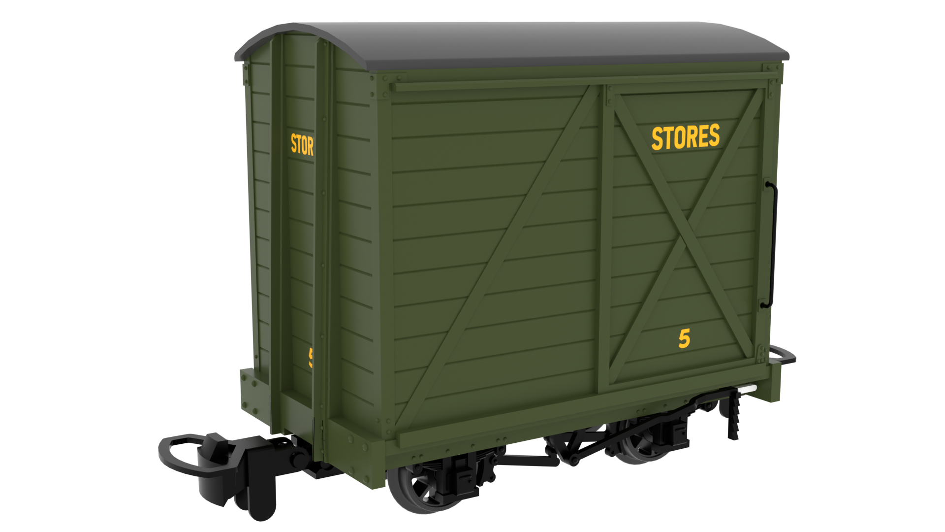 Rapido Trains 990315 Covered Van – Plain Green STORES No.5 (009 Gauge)